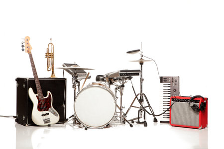 music instrumental set isolated on whiteの写真素材