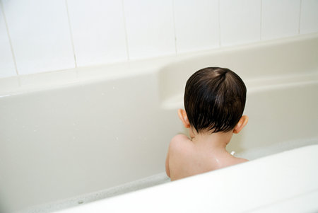 Baby Boy In Bathtubの写真素材