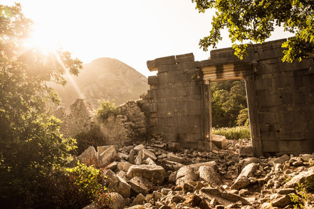 View Of Ruins, Olympos, Lycian Way, Turkeyの写真素材