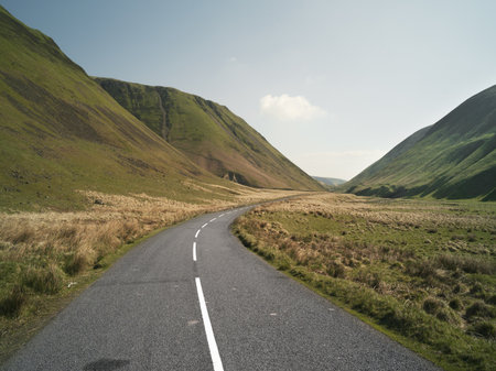 Rural Countryside Road, Lanarkshire, Scotlandの写真素材