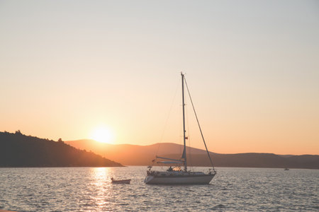 Yacht At Sunset, Sigacik, Seferihisar, Turkey