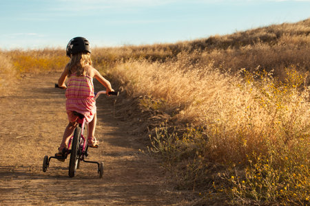 Girl Cycling, Mt Diablo State Park, California, Usaの写真素材