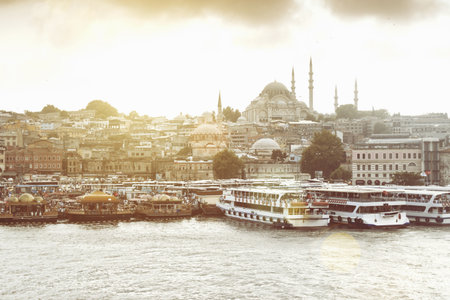 View Of Waterfront And Hagia Sophia Church, Istanbul, Turkeyのeditorial素材