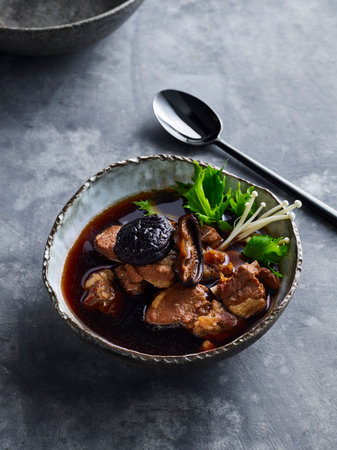 Buk Kut The - pork rib in broth with mushroomsの写真素材