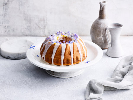 Meyer lemon creme fraiche & poppyseed bundt cakeの写真素材