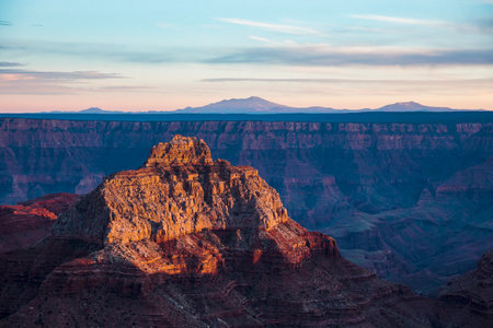 USA, Arizona, Grand Canyon National Park North Rim at sunsetの写真素材