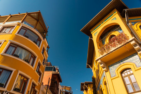 Turkey, Istanbul, Low angle view of residential buildings inÃFaithÃdistrictの写真素材