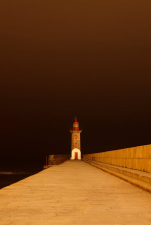 Lighthouse at nightの写真素材