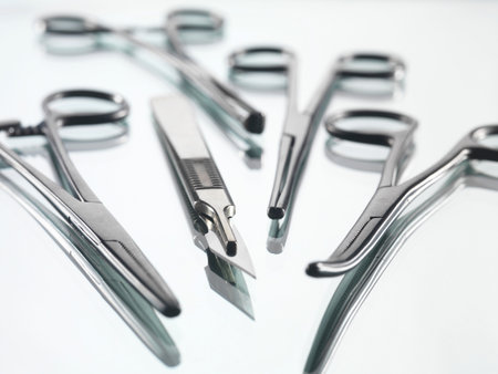 Close up of surgical toolsの写真素材