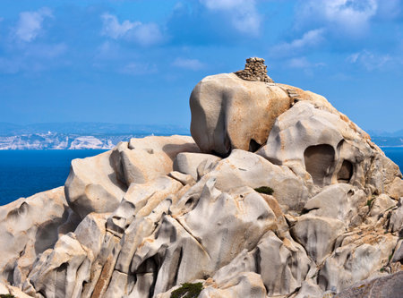 Rock formations on coastlineの写真素材