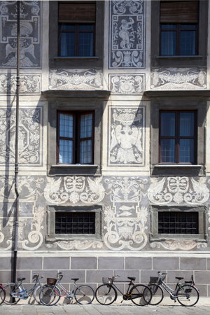 Ornate painted walls of buildingの写真素材