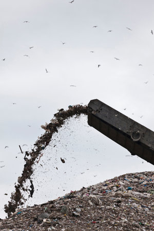 Spout at garbage collection centerの写真素材