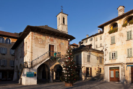 Christmas tree in town squareの写真素材