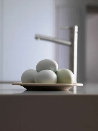 Close up of plate of eggs