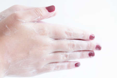 Close up of woman washing her handsの写真素材
