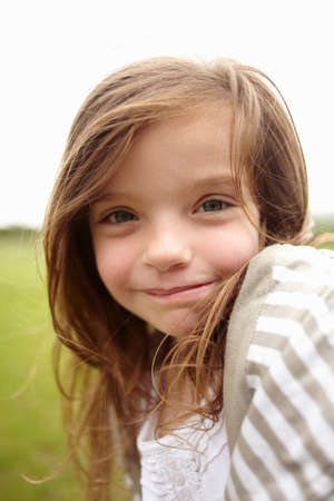 Close up of girl's smiling faceの写真素材