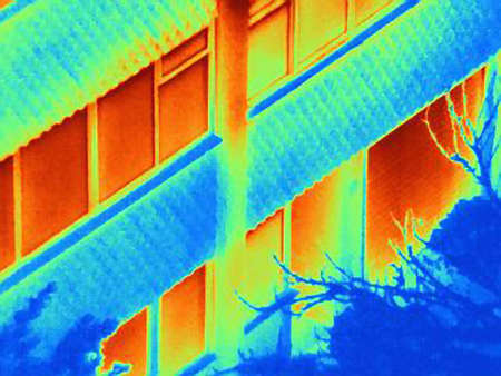 Thermal image of apartment buildingの写真素材