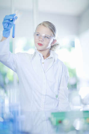 Girl playing scientist in labの写真素材