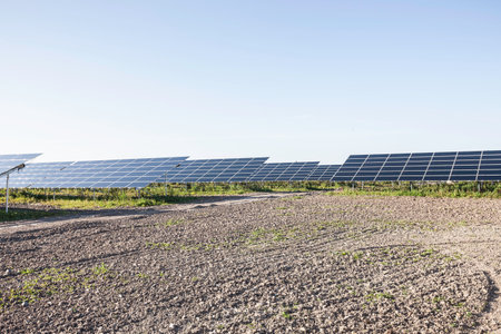 Senftenberg Solarpark, photovoltaic power plant, Senftenburg, Germanyの写真素材