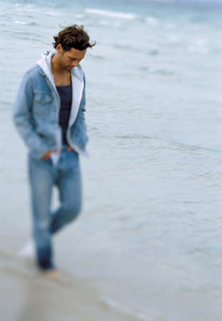 Man on beachの写真素材