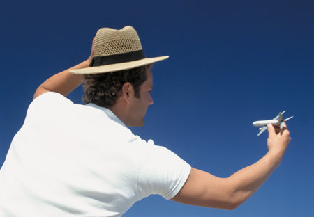 Flying an aeroplaneの写真素材