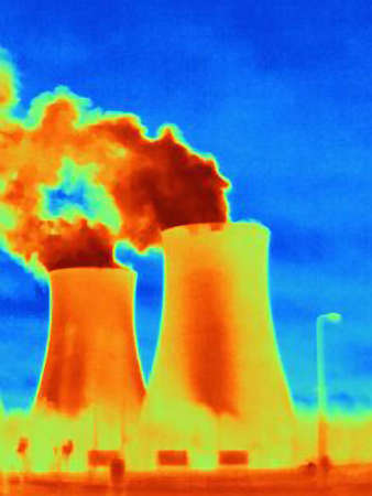 Power station cooling towersの写真素材