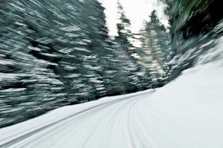 Blurred motion road in snow