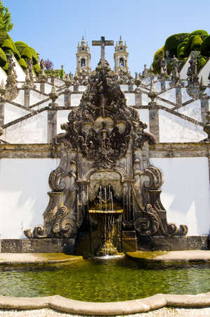 Fountain at Bom Jesus do Monte Sanctuary, Braga, Portugalの写真素材