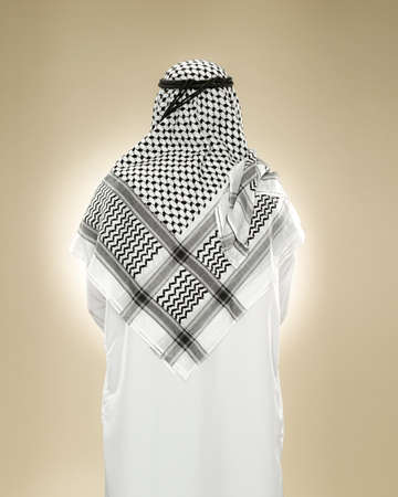Rear view of a muslim man