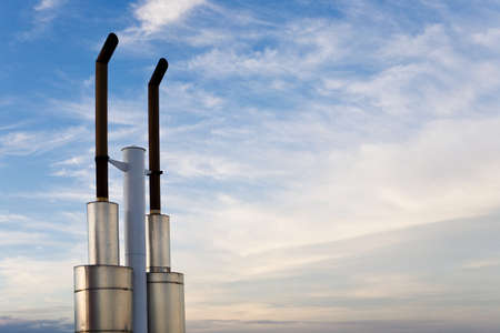 A smoke stack on a ferry