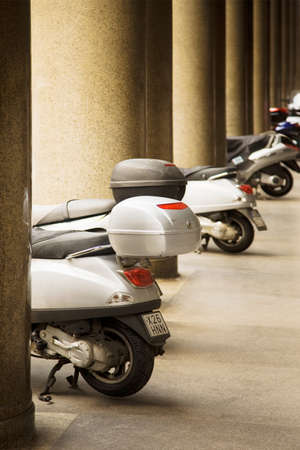 Mopeds in a rowのeditorial素材