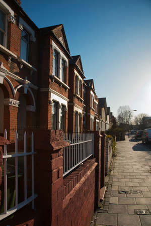 House exteriors against blue sky