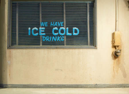 Ice cold drinks sign at a diner, California, USA