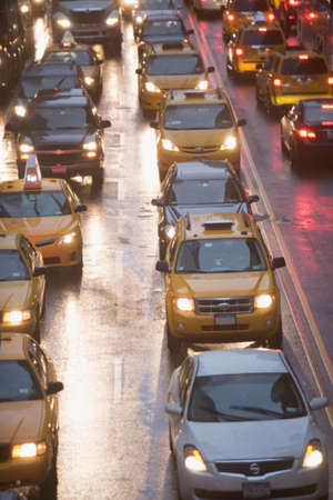 Taxicabs in New York City traffic, USA