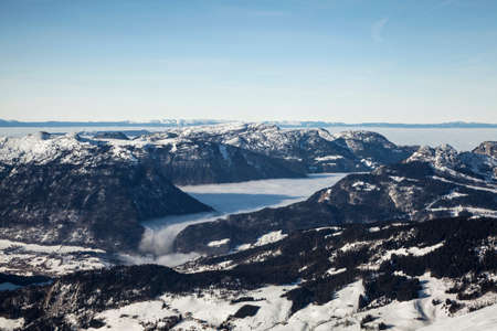 Aerial view of snowy mountains