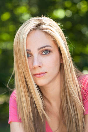 Portrait of a young woman with blonde hairの写真素材