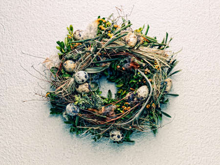 Stones and plants in wreath shapeの写真素材