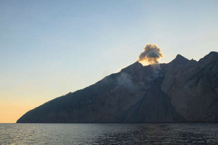 Volcano letting off steamの写真素材