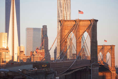 New York City bridge and skylineの写真素材
