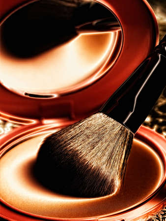Close up of brush in makeup paletteの写真素材