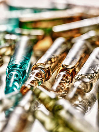 Close up of vials of liquid
