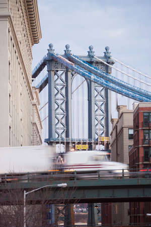 East River Bridge and urban buildings