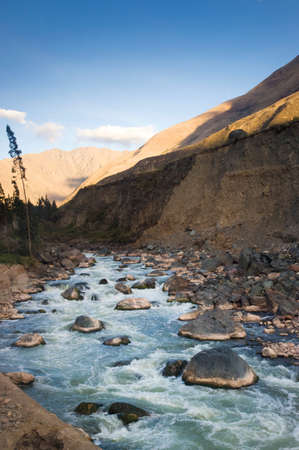 View on train ride from Ollantaytambo to the town of Aguas Calientes, Peruの写真素材