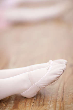 Close up of young ballerinas feet pointingの写真素材