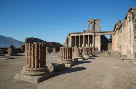 Ruins of The Forum, Pompeii, Campania, Italyの写真素材