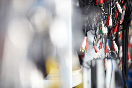 Close up of audio cables