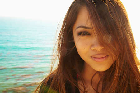 Close up portrait of young woman, Palos Verdes, California, USA
