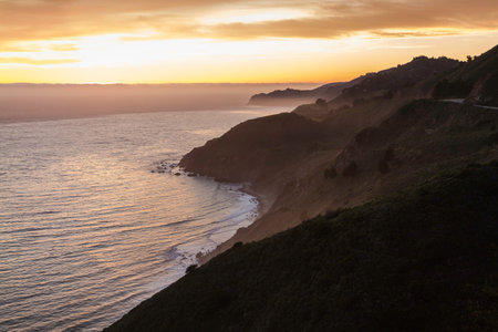 Big Sur National Park at sunset, California, USAの写真素材