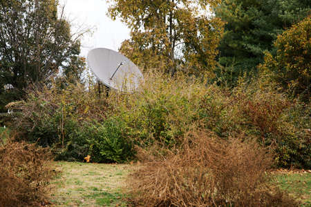 Partially obscured satellite dishの写真素材