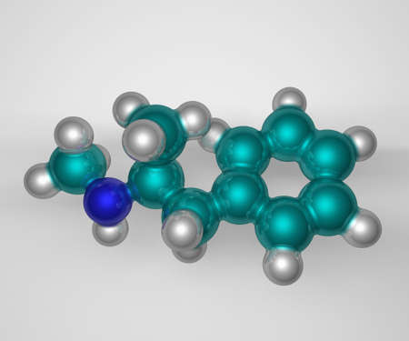 3D molecular model of methamphetamine